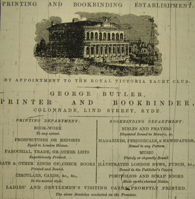 Butler print advert from 1852